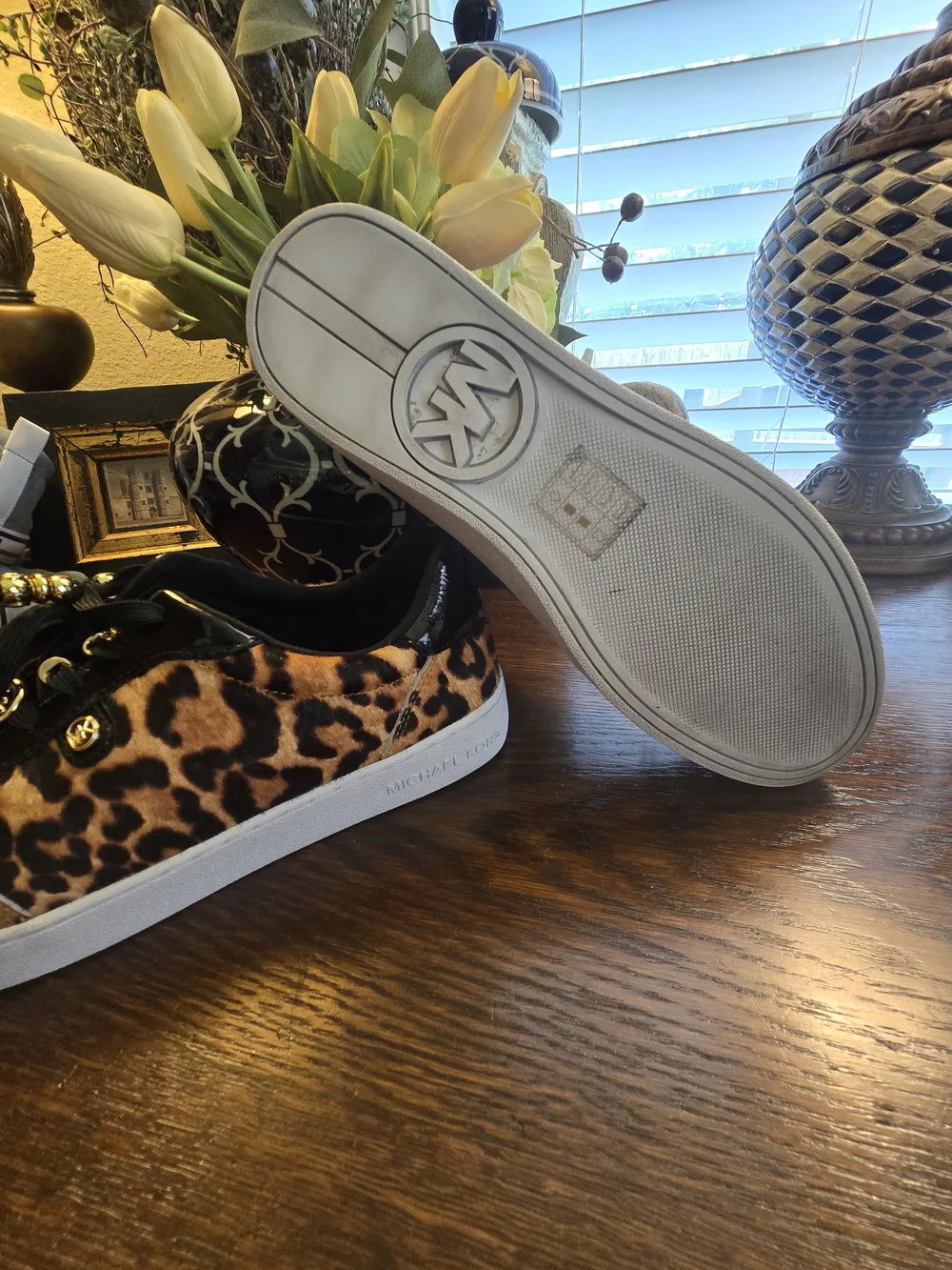 Michael Kors Black and Brown Leopard Print Sneaker